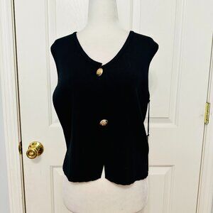 NICOLE MILLER NEW YORK BLACK KNIT VEST SIZE SMALL